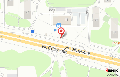 Киоск по продаже печатной продукции, район Черёмушки на улице Обручева на карте