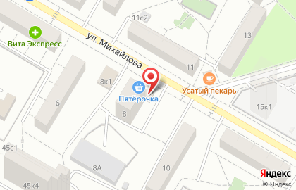 Милано Пицца на улице Михайлова на карте