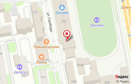 Спортивный комплекс Динамо на улице Свободы на карте