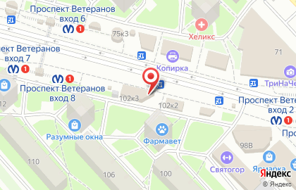 Салон продаж МТС на проспекте Ветеранов на карте