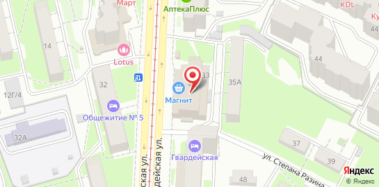 Наркологическая клиника Лотос Мед на Гвардейской улице на карте