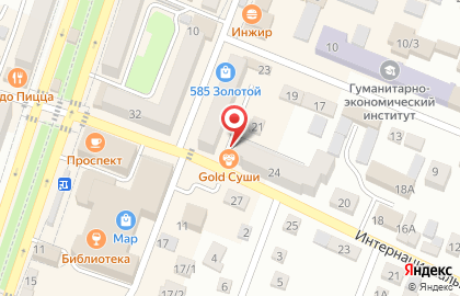 Кафе японской кухни СушиGold на Интернациональной улице на карте