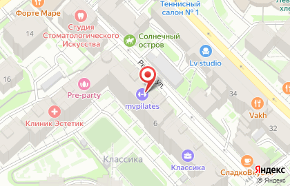 Студия пилатеса MVpilates на Глухой Зелениной улице на карте