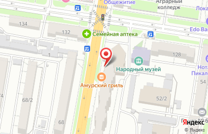 Продовольственный магазин Пеликан в Благовещенске на карте