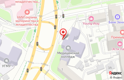 Свердловский областной медицинский колледж в Верх-Исетском районе на карте