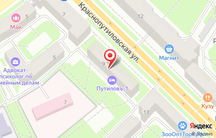 Фармакор на Краснопутиловской улице на карте