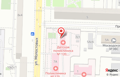 Детская городская поликлиника №120 на улице Молостовых на карте
