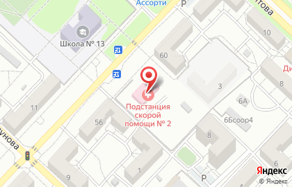 Станция скорой медицинской помощи в Краснооктябрьском районе на карте