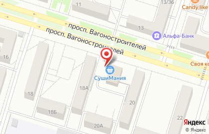 Магазин СушиМания на проспекте Вагоностроителей на карте