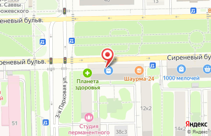 Банкомат СберБанк на Сиреневом бульваре, 12 к 1 на карте
