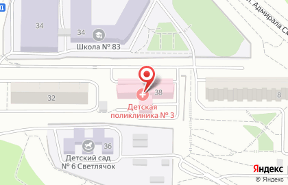 Владивостокская детская поликлиника № 3 в Первореченском районе на карте