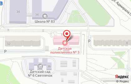 Владивостокская детская поликлиника № 3 в Первореченском районе на карте