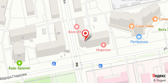 Психотерапевтический кабинет на улице Гладкова на карте
