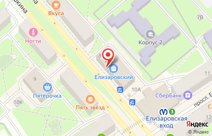 Международная Киношкола Синема на метро Елизаровская на карте