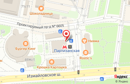 Банкомат ВТБ на метро Партизанская на карте