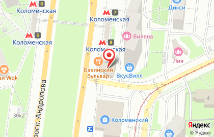 Бакинский Бульвар на Коломенской на карте