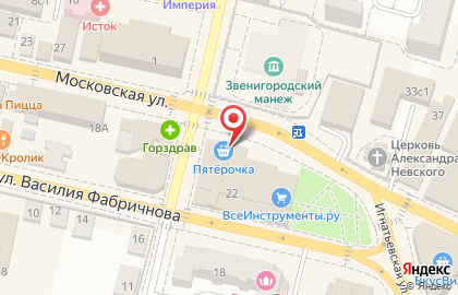 Супермаркет Пятёрочка на Московской улице в Звенигороде на карте