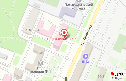 Городская поликлиника Брянская городская поликлиника №1 на улице Ульянова на карте