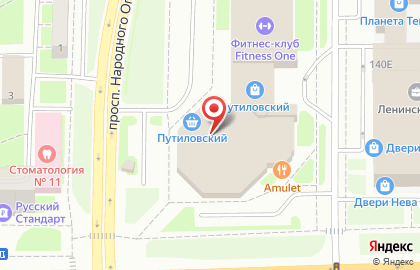 Фитнес-клуб FITNESS ONE Путиловский на проспекте Народного Ополчения на карте