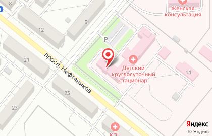 Детская городская больница в Школьном переулке на карте