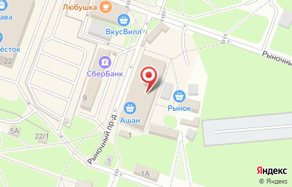 Гипермаркет Ашан в Рыночном проезде на карте