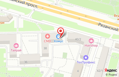 Магазин Комус на метро Рязанский проспект на карте