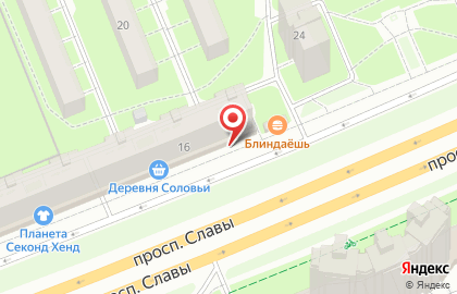 Продовольственный магазин на проспекте Славы, 16а на карте