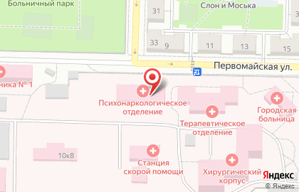 Центральная городская больница на Первомайской улице на карте