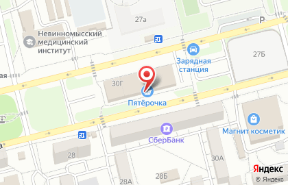 Супермаркет Пятерочка в Невинномысске на карте