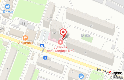 Городская детская поликлиника №2 на улице Машиностроителей на карте