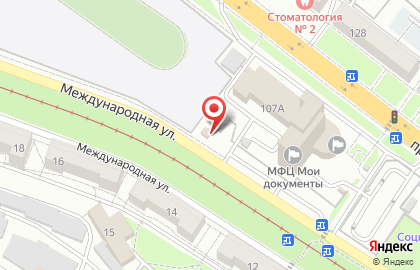 Шиномонтажная мастерская на Международной улице на карте