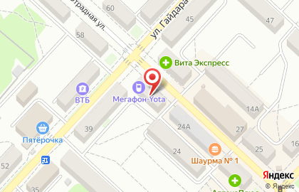 Салон связи МегаФон на улице Гайдара на карте
