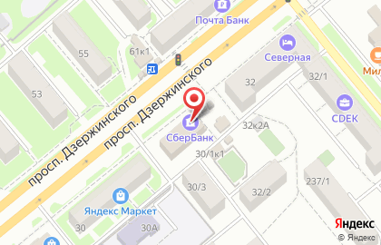 ОАО Банкомат, БИНБАНК на проспекте Дзержинского на карте
