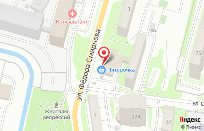 Дискаунтер Пятёрочка в Советском районе на карте