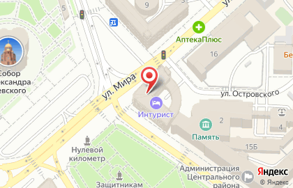 Гостиница Интурист в Волгограде на карте