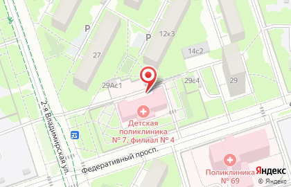 Детская городская поликлиника №7 на 2-й Владимирской улице на карте
