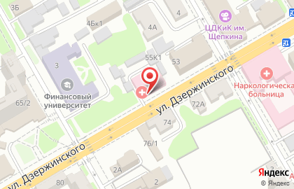 Больница Курская центральная районная больница на улице Дзержинского на карте