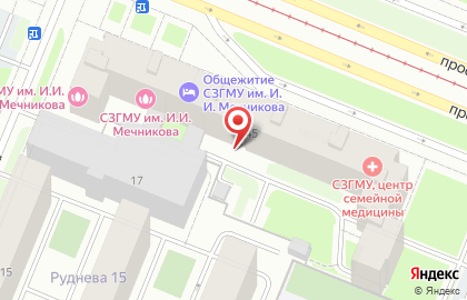 Центр семейной медицины СЗГМУ им. И.И. Мечникова на проспекте Просвещения на карте