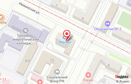 Супермаркет Магнит у дома в Орджоникидзевском районе на карте
