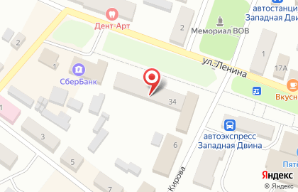 Супермаркет Пятёрочка в Западной Двине на карте