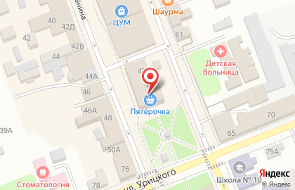 Супермаркет Пятёрочка на улице Ленина на карте