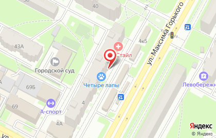 Магазин зоотоваров Четыре лапы на улице М.Горького на карте