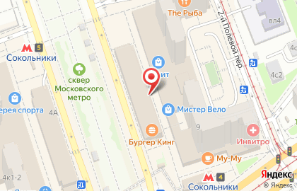 Ресторан быстрого обслуживания Subway в Сокольниках на карте