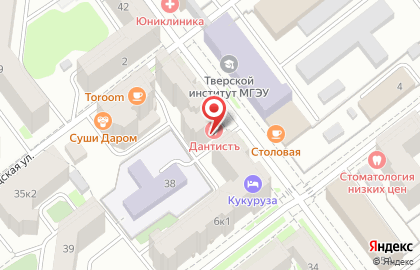 Стоматология Дантистъ на улице Дмитрия Донского на карте