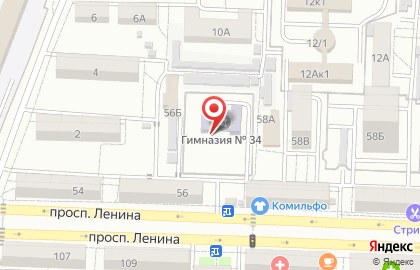 Гимназия №34 им. Д.М. Чумаченко в Ростове-на-Дону на карте