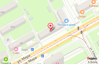 Аптека Планета Здоровья на улице Мира, 64 на карте