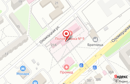 Женская консультация Городская Поликлиника № 5 на Оломоуцкой улице на карте
