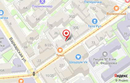 Кофейня ТЕМП в Нижегородском районе на карте