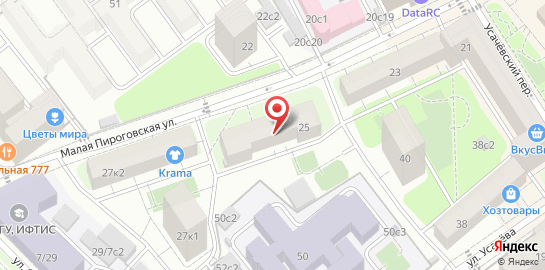 Ветеринарная клиника HappyПёс на Малой Пироговской улице на карте