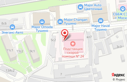 Станция скорой и неотложной медицинской помощи им. А.С. Пучкова в Цветочном проезде на карте